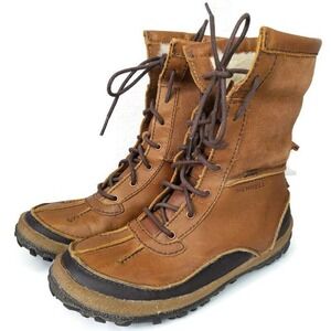 Merrell Boots Tremblant Insulated Oak Brown Leather Fur J45724